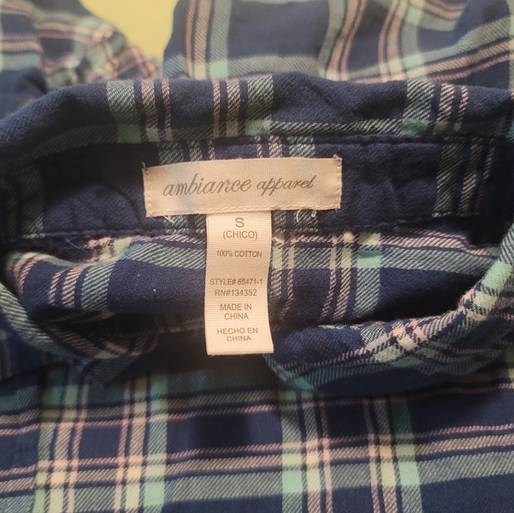 Ambiance Apparel Button Down Plaid shirt - Picture 4 of 9